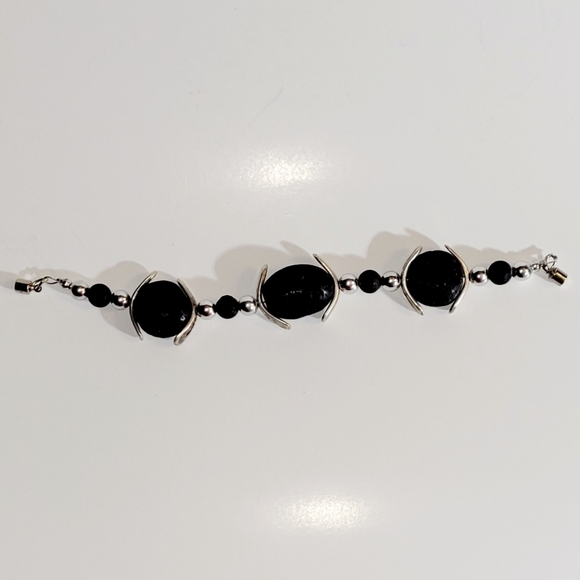 Black Lava Beaded Bracelet with Magnetic Closure - Picture 3 of 5